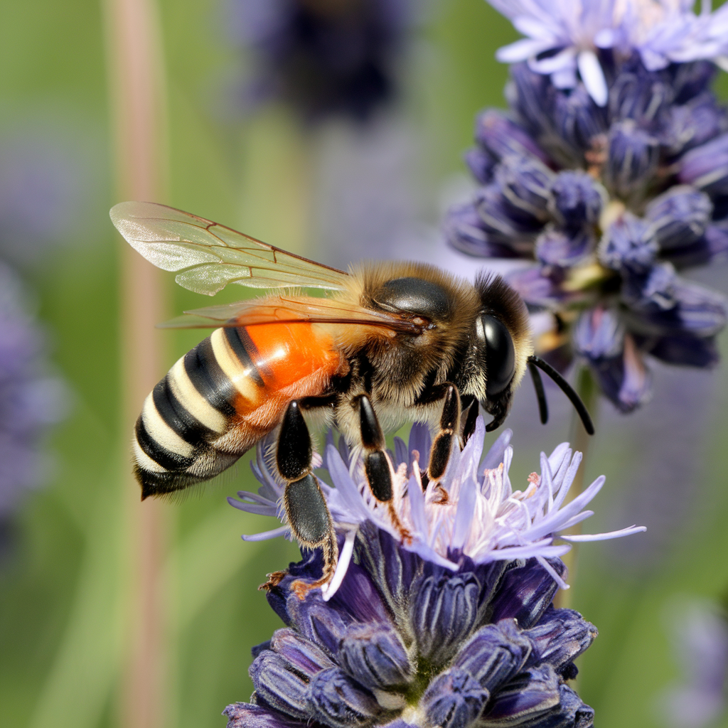 Abeille Buckfast butinant une fleur
