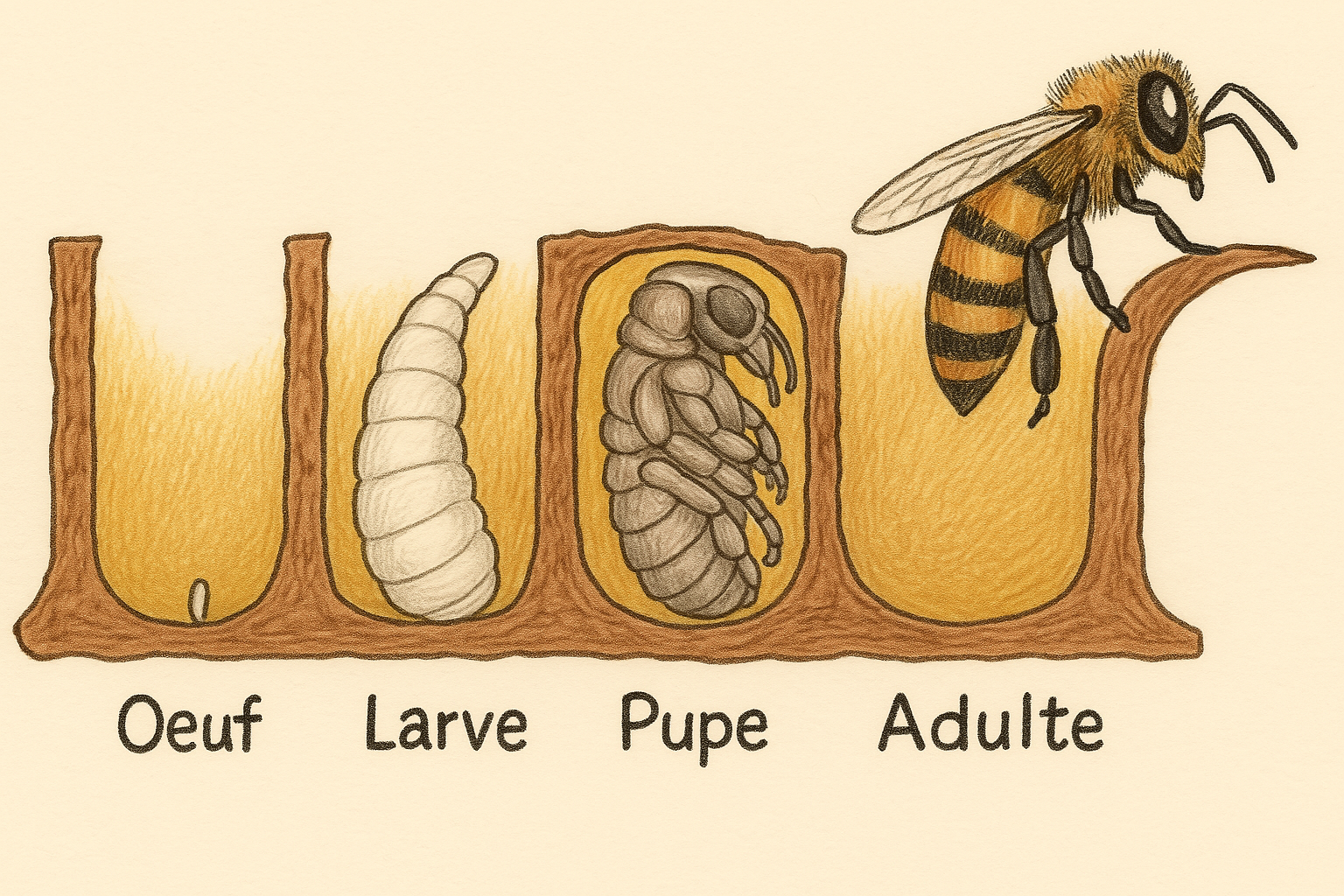 Le cycle de vie des abeilles