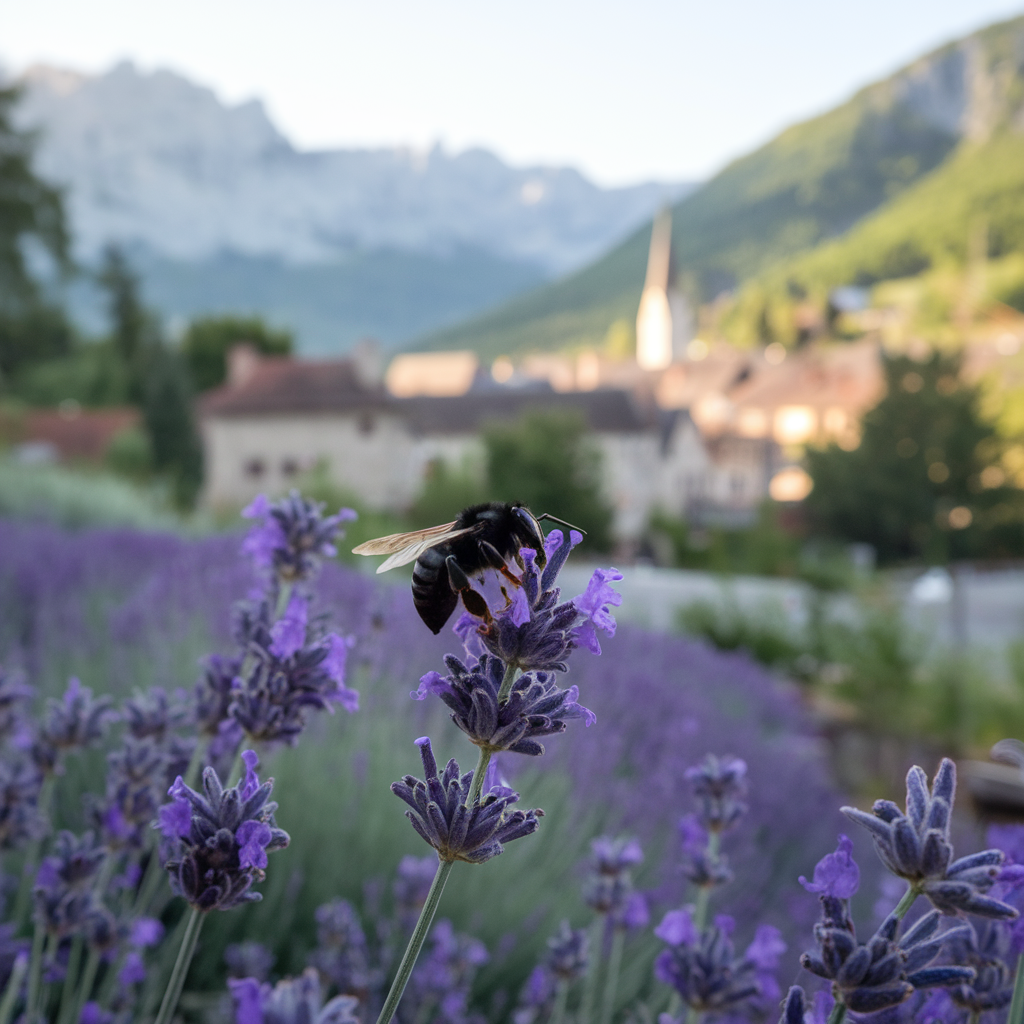 Abeille noire sur une fleur