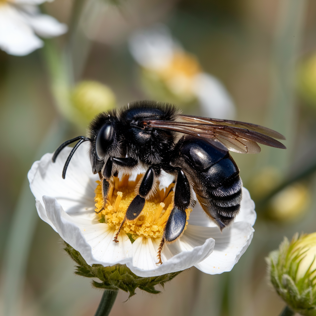 Abeille noire (Apis Mellifera Mellifera) sur une fleur
