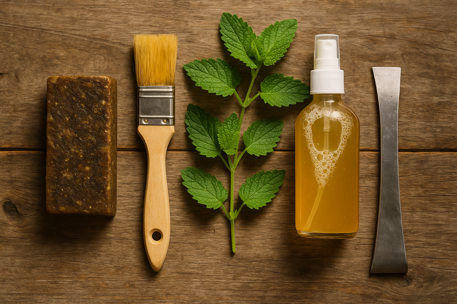 Appâts naturels (propolis, cire, mélisse) prêts pour une ruche appât