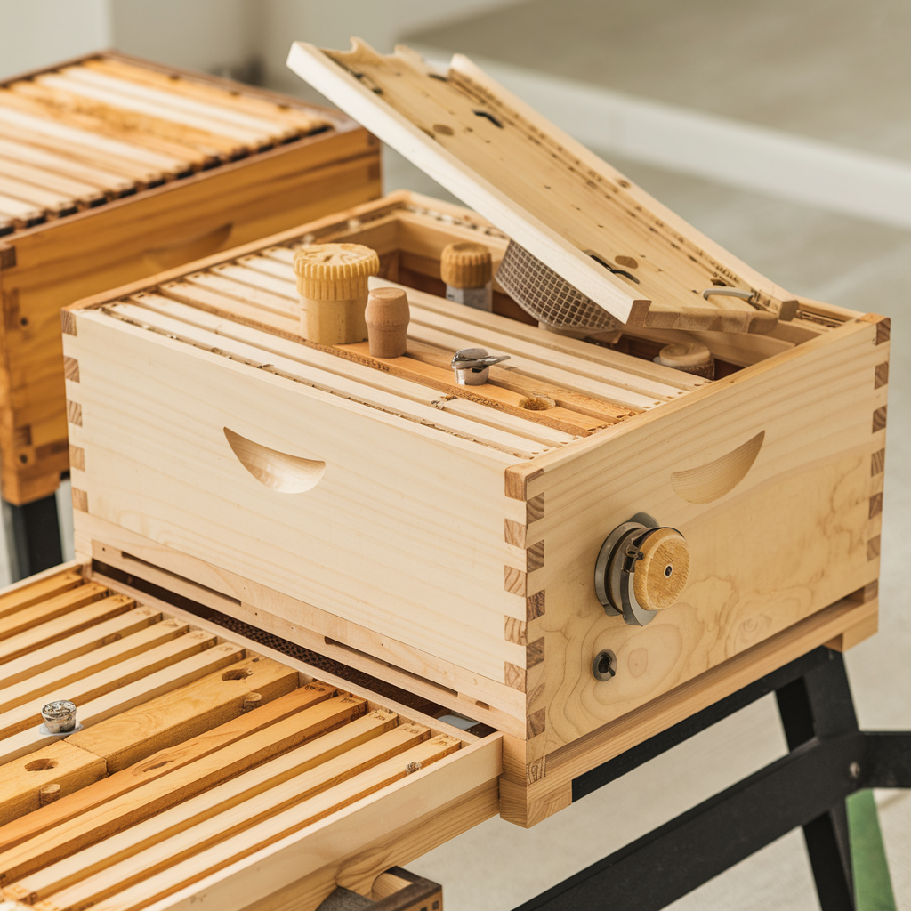 Détail des éléments d'une ruche artisanale