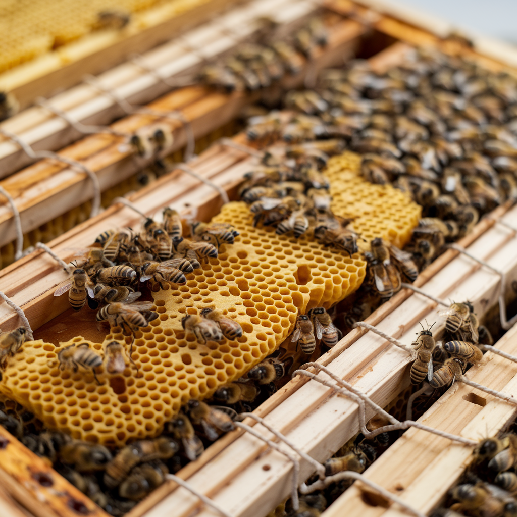 Cadres de ruche avec cire gaufrée