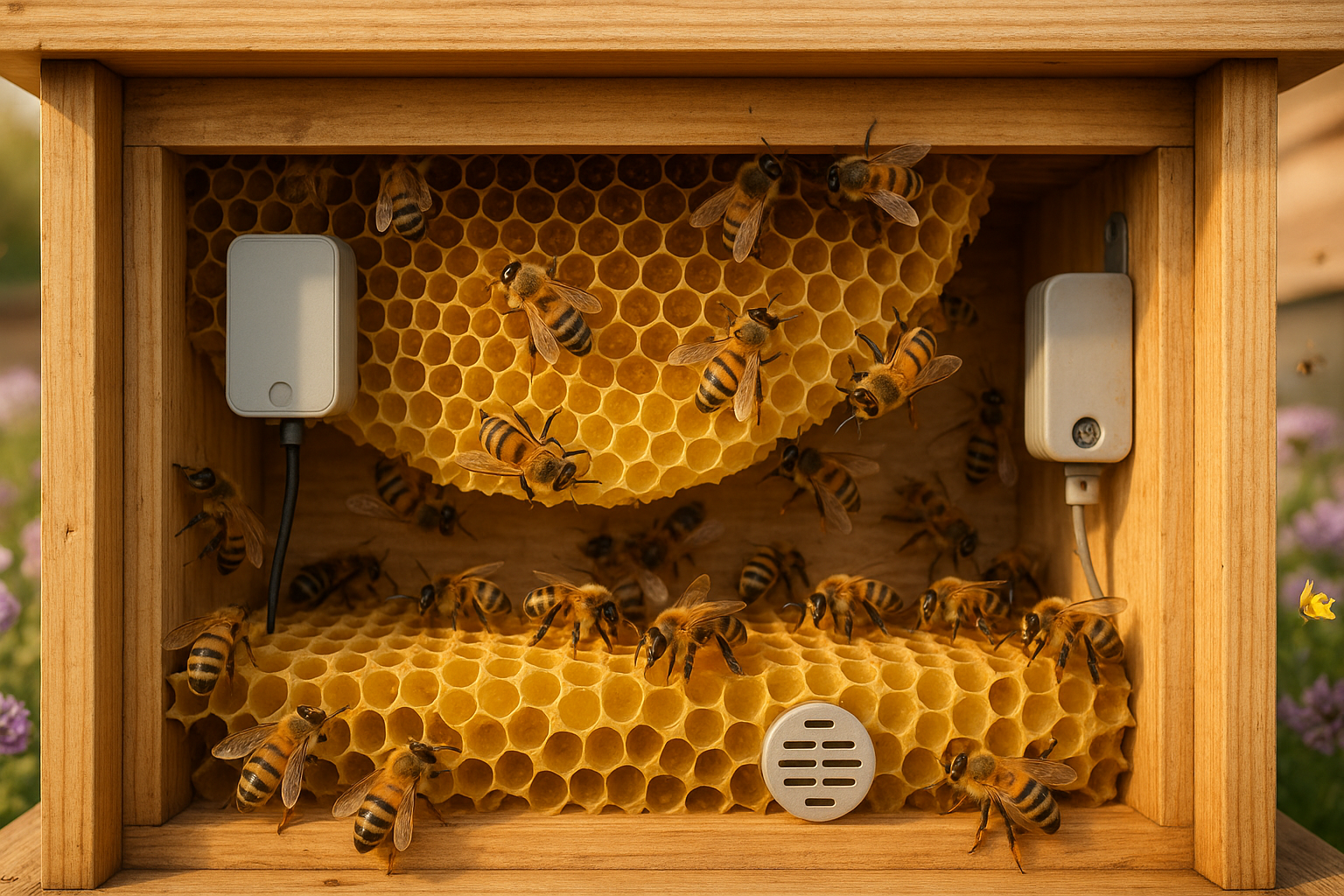 Capteurs mesurant température et humidité dans une ruche