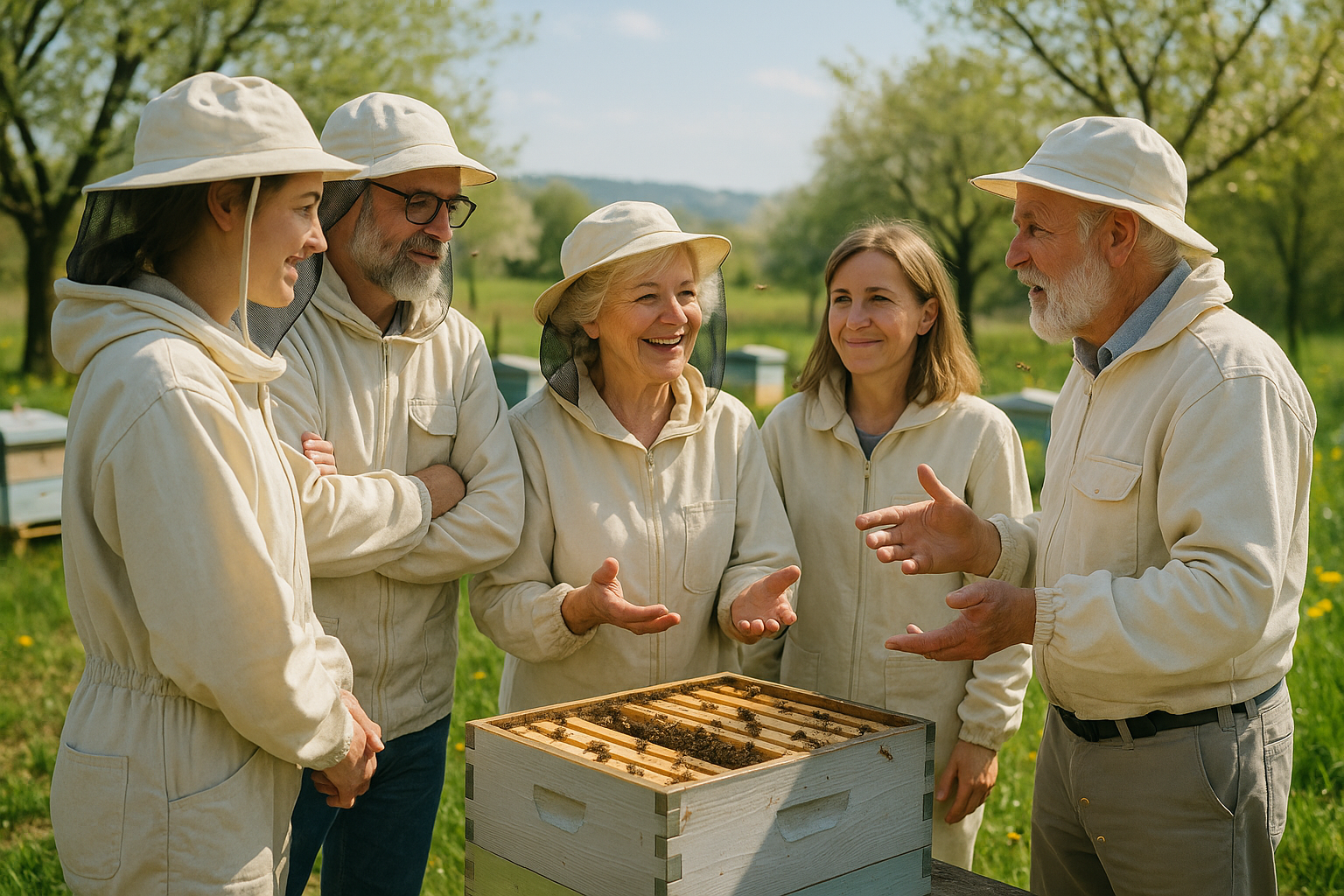 Groupes d'apiculteurs en discussion en plein air