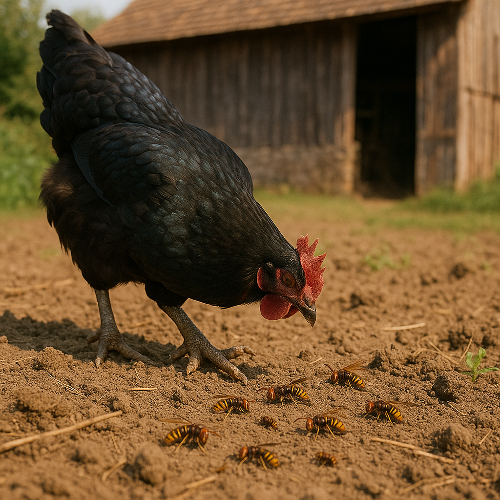 Poule noire de Janzé en action
