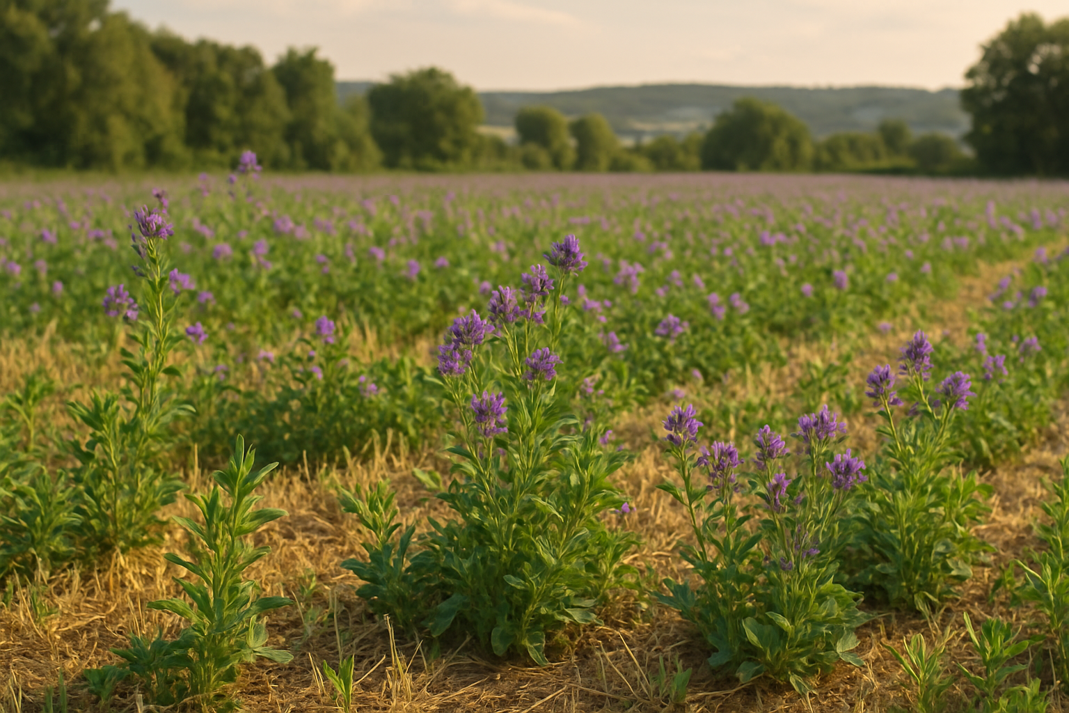 Luzerne repoussant après une coupe estivale