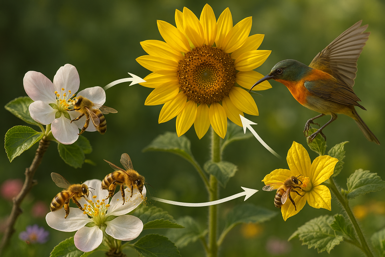 Schéma naturel de la pollinisation croisée